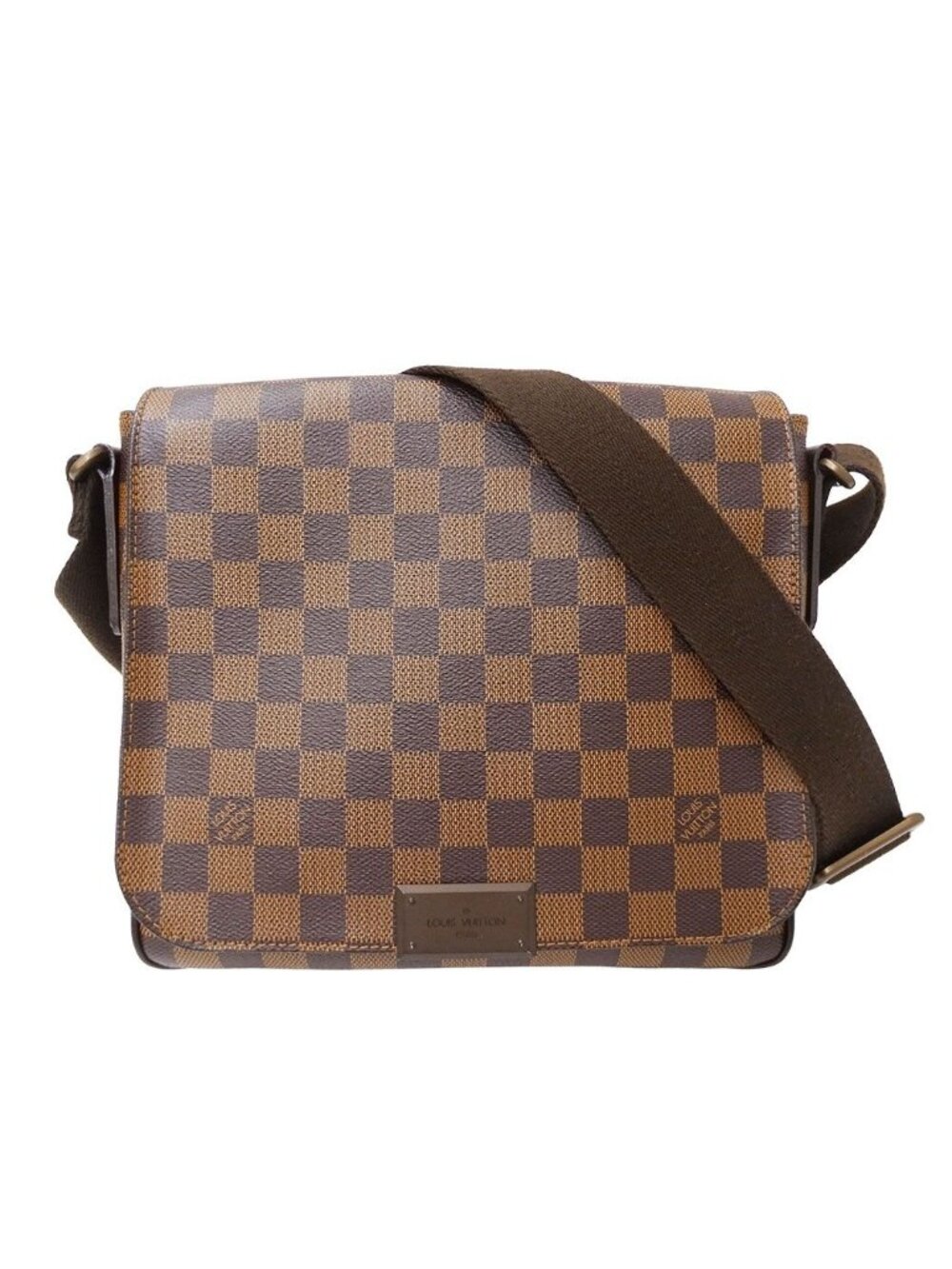 Louis Vuitton Shoulder Bag Damier Canvas District PM Brown Crossbody Flap Style